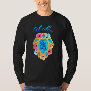 Farbenfrohe Aloha Hawaii Urlaub Meeresschildkröte T-Shirt