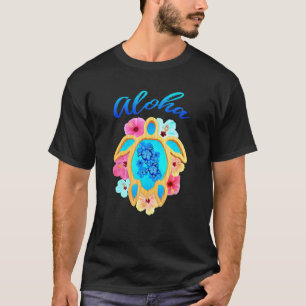 Farbenfrohe Aloha Hawaii Urlaub Meeresschildkröte T-Shirt