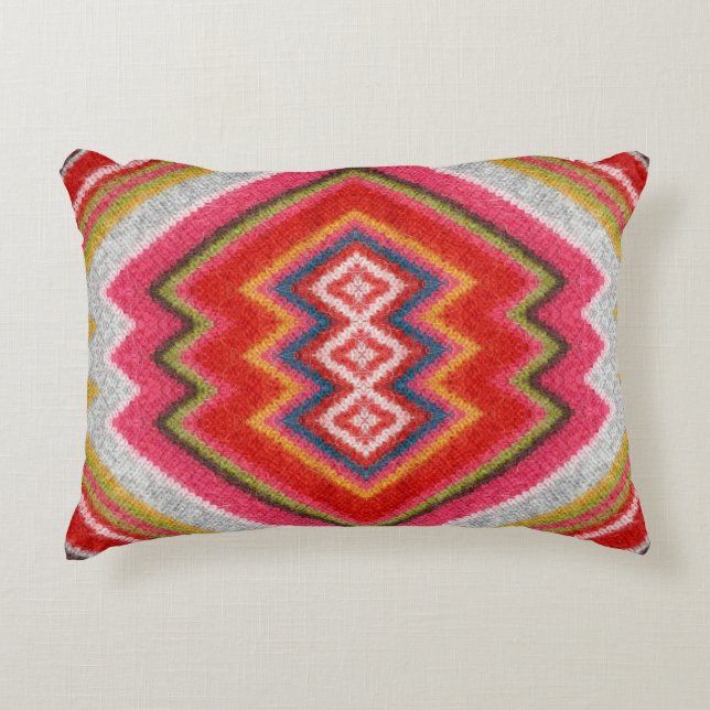 Farbenfrohe alpaca mohaar Pullover Ornament Nähe. Dekokissen (Vorderseite)