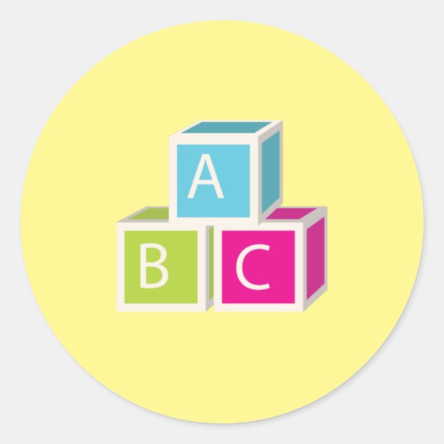 Farbenfrohe Alphabet-Blöcke Runder Aufkleber (Vorderseite)