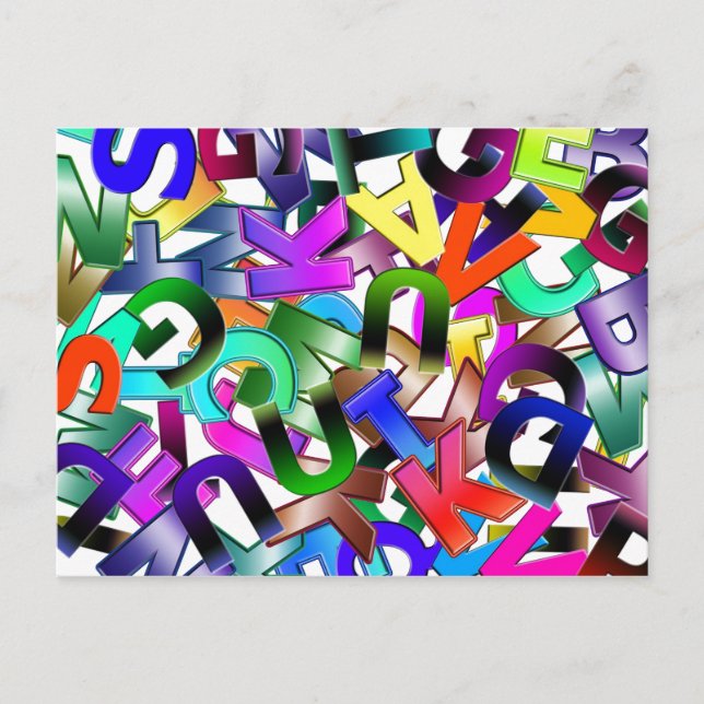 Farbenfrohe Alphabet Postkarte (Vorderseite)