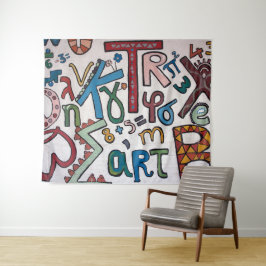 Farbenfrohe Alphabet-Tapisserie Wandteppich