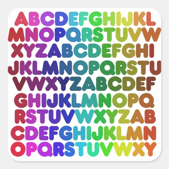 Farbenfrohe Alphabete für einen LEHRER Quadratischer Aufkleber (Vorderseite)