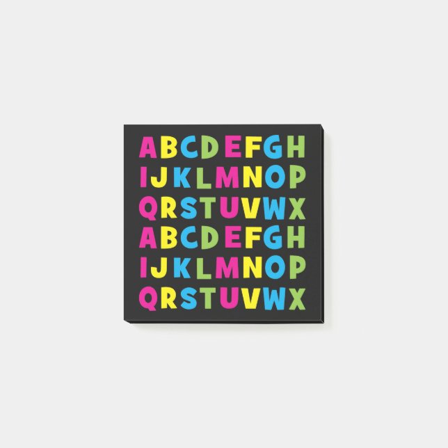 Farbenfrohe Alphabete zurück zur Schule Post-it Klebezettel (Vorderseite)