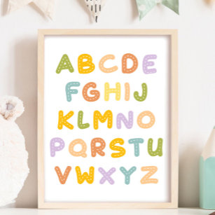 Farbenfrohe Alphabets Süsse Kinderzimmer Poster