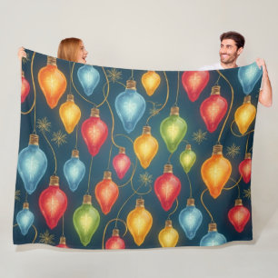 Farbenfrohe, altmodische Weihnachtsbeleuchtung Fleecedecke