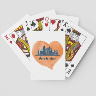 Farbenfrohe Amsterdam City Skyline Wasserfarbenher Spielkarten