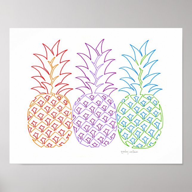 Farbenfrohe Ananas Art Poster (Vorne)