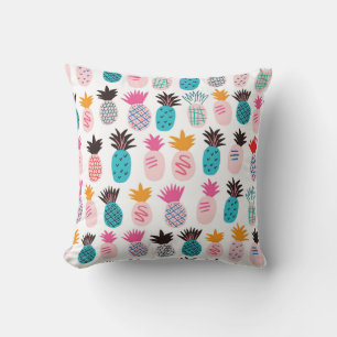 Farbenfrohe Ananas-Blätter, tropisches Doodle. Kissen