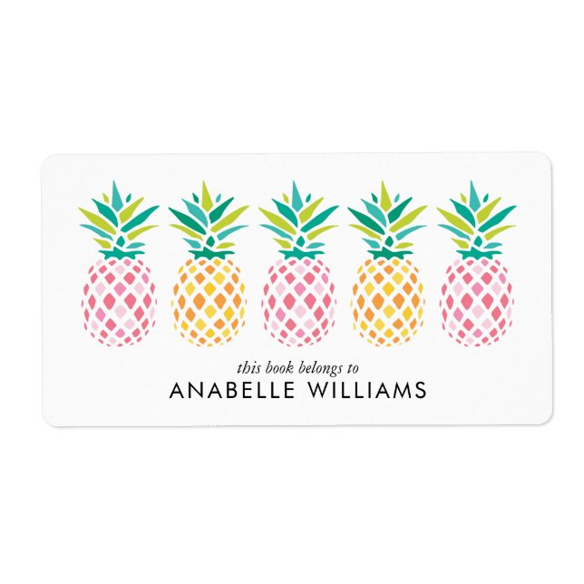 Farbenfrohe Ananas Buchzeichen Labels (Vorne)