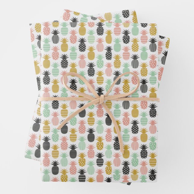 Farbenfrohe Ananas chic Tropical Beach Hochzeit Geschenkpapier Set (Beispiel)