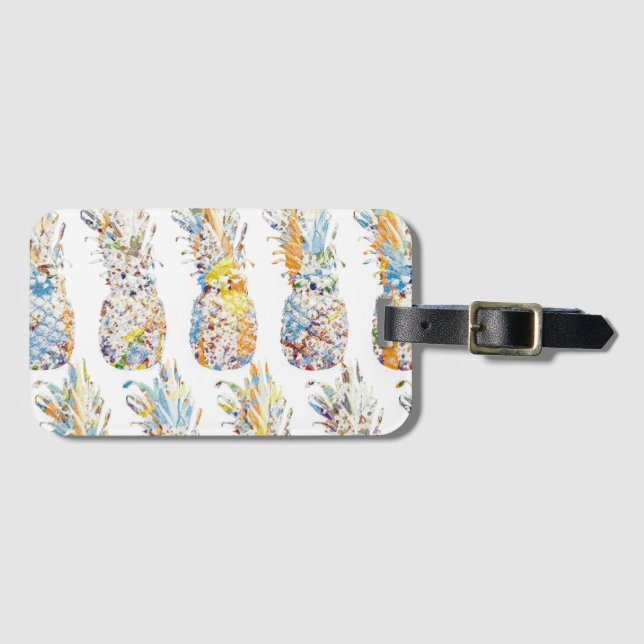 Farbenfrohe Ananas Print Gepäckanhänger (Vorderseite (Horizontal))