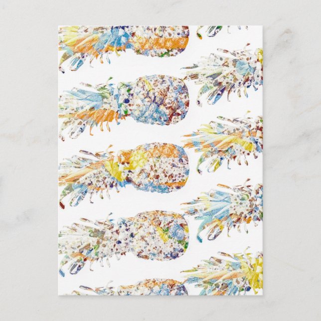 Farbenfrohe Ananas Print Postkarte (Vorderseite)