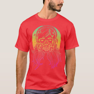 Farbenfrohe Anime Girl mit Gasmaske Premium T - Sh T-Shirt
