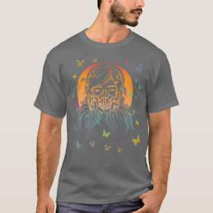 Farbenfrohe Anime-Girl mit Gasmaske und Schmetterl T-Shirt