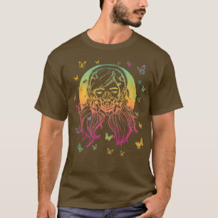 Farbenfrohe Anime Girl mit Schmetterlingen Premium T-Shirt