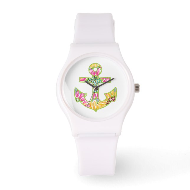 Farbenfrohe Ankeruhr Armbanduhr (Vorderseite)