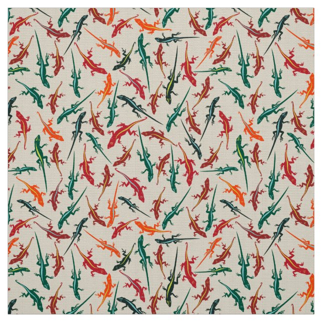 Farbenfrohe Anole Lizards Ditsy Pattern Stoff (Muster)