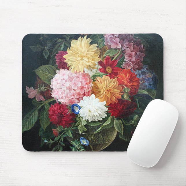 Farbenfrohe antike Blume Stillleben Kunst Malerei Mousepad (Mit Mouse)