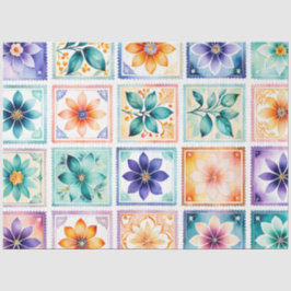 Farbenfrohe antike Briefmarke Kunstteppich Seidenpapier