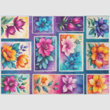 Farbenfrohe antike Briefmarke Kunstteppich
