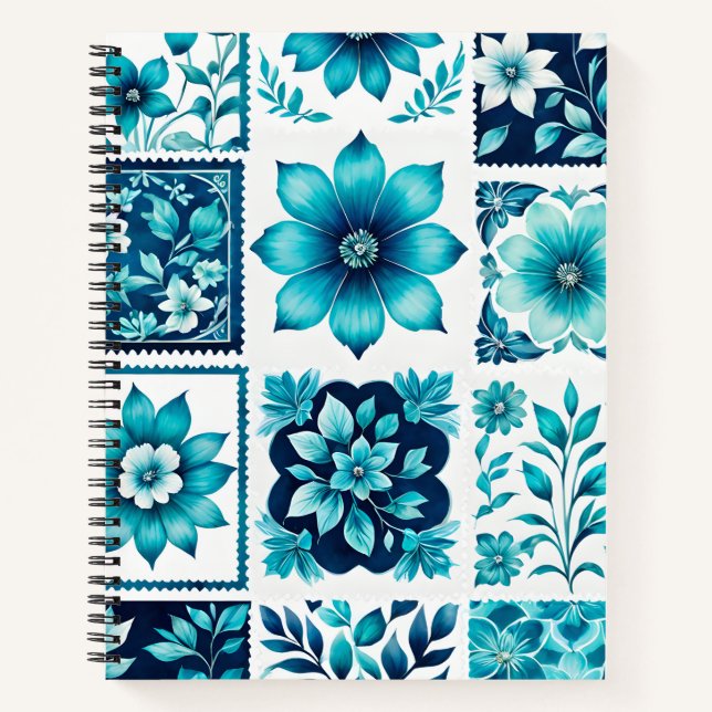 Farbenfrohe antike Briefmarke Notizbuch (Vorderseite)