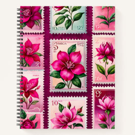 Farbenfrohe antike Briefmarke Notizbuch