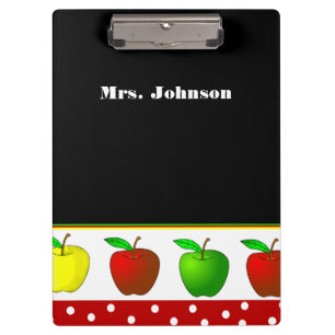 Farbenfrohe Äpfel Lehrerin Klappe Klemmbrett