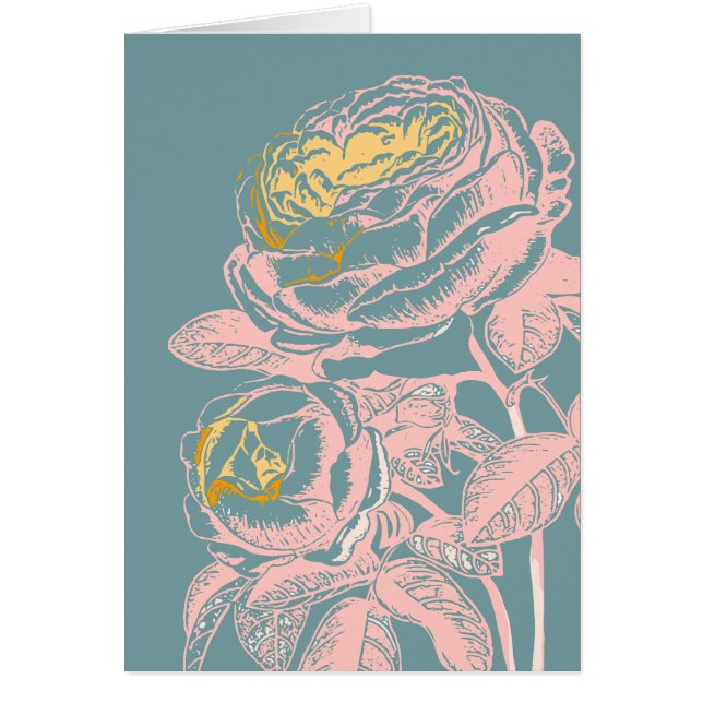 Farbenfrohe Aquamarine Vintag Peony Blume Illustra (Vorne)