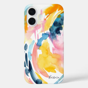 Farbenfrohe Aquarell-Abstraktkunst Individuelle Ha iPhone 16 Hülle