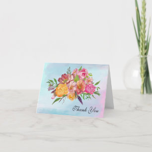 Farbenfrohe Aquarell-Blumen-Dankeskarten Dankeskarte