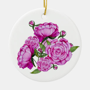 Farbenfrohe Aquarellbäume Keramik Ornament