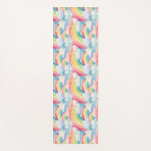 Farbenfrohe Aquarellbilder mit Regenbogen Yogamatte