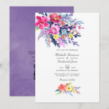 Farbenfrohe Aquarellblume QR-UAWG Hochzeit