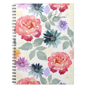 Farbenfrohe Aquarellblumenmuster Notizblock