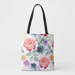 Farbenfrohe Aquarellblumenmuster Tasche