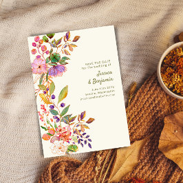Farbenfrohe Aquarellblütenhochzeit Save The Date