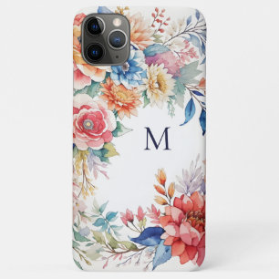 Farbenfrohe Aquarellblütennatur Lovers Monogramm Case-Mate iPhone Hülle