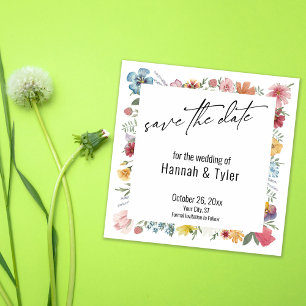 Farbenfrohe Aquarellfarbe Wildblume Save The Date