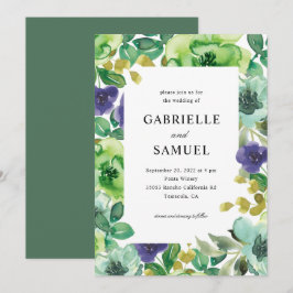 Farbenfrohe Aquarellfarben Blume feiern Grüne Hoch Einladung