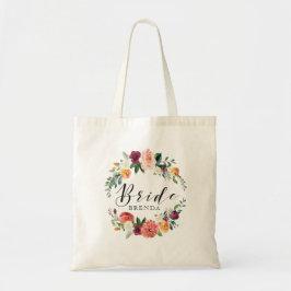 Farbenfrohe Aquarellfarben Blume zerstören Bride-T Tragetasche