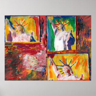 Farbenfrohe Aquarellfarben Collage Statue of Liber Poster