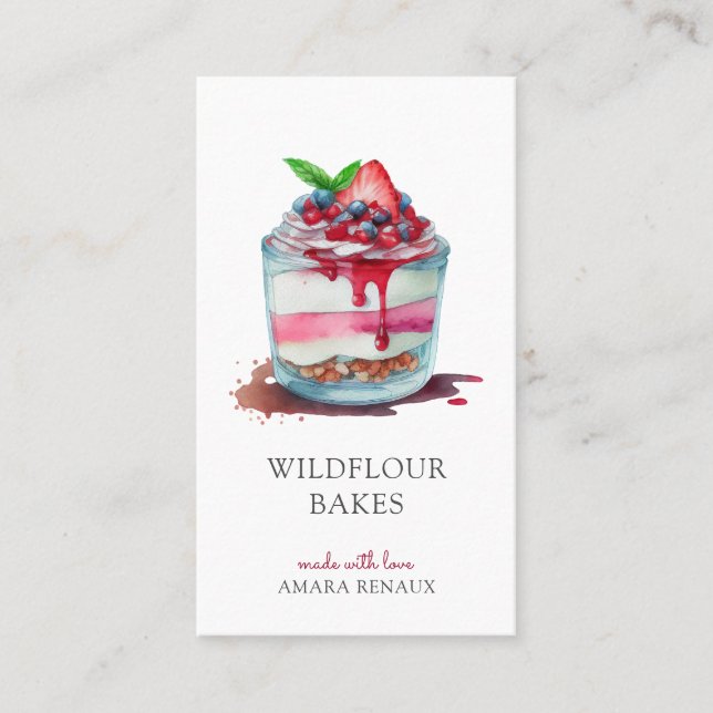 Farbenfrohe Aquarellfarben Dessert Baker BakBusine Visitenkarte (Vorderseite)