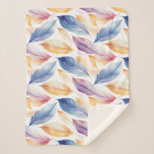 Farbenfrohe AquarellFedern Sherpadecke
