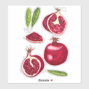 Farbenfrohe Aquarellpomegranate fallen Frucht Aufkleber