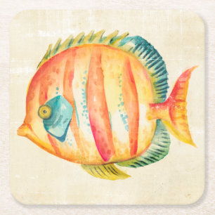 Farbenfrohe Aquarienfische Rechteckiger Pappuntersetzer