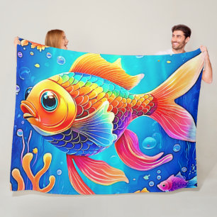 Farbenfrohe Aquarium Fleecedecke