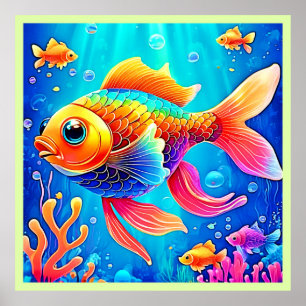 Farbenfrohe Aquarium Poster