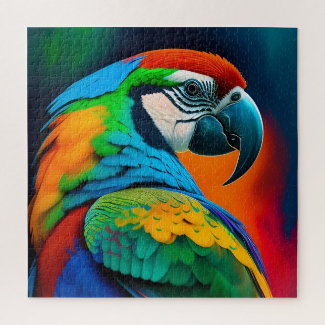 Farbenfrohe Ara Papagei Vogel MalCanvas Print (Vertikal)