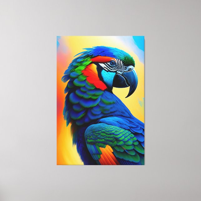Farbenfrohe Ara Papagei Vogel MalCanvas Print Leinwanddruck (Vorderseite)